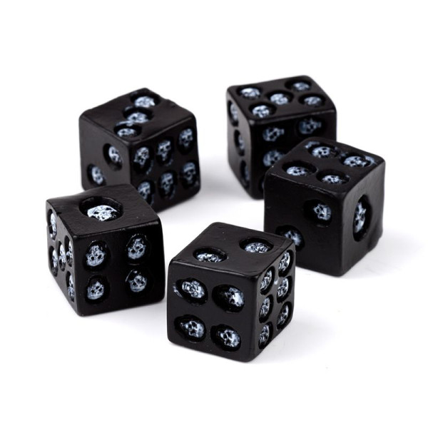 Jeu de dés - 5 dés - Avec motifs crâne et rose - Jeux