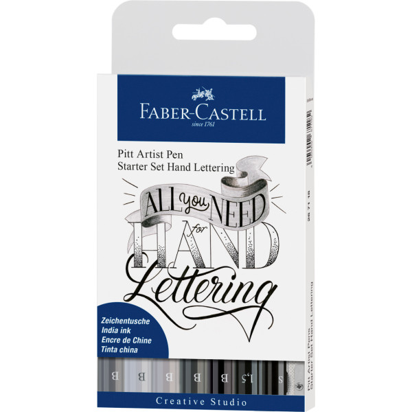 photo-Feutres - Calligraphie - Noir/Gris - Pointe pinceau - Faber-Castell - Pitt Artist Pen