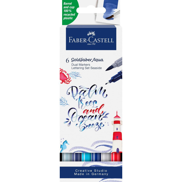 photo-6 feutres - Dessin - Faber-Castell - Goldfaber Aqua - Double pointe - Sea