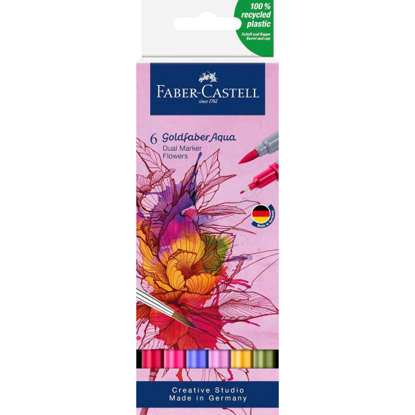 photo-6 feutres - Dessin - Faber-Castell - Goldfaber Aqua - Double pointe - Fleurs