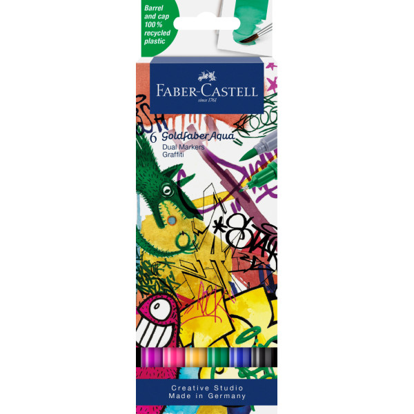 photo-6 feutres - Dessin - Faber-Castell - Goldfaber Aqua - Double pointe - Graffiti