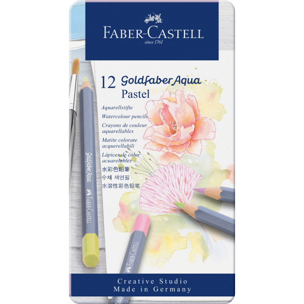 photo-Crayons de couleur - Aquarellable - Boite 12 couleurs pastels - Faber-Castell - Goldfaber Aqua