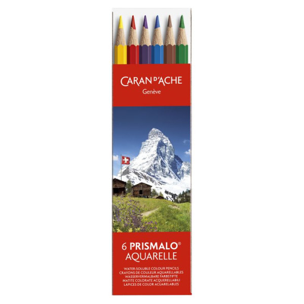 photo-Crayons de couleur - Aquarellable - Caran d'Ache - Prismalo - 6 couleurs