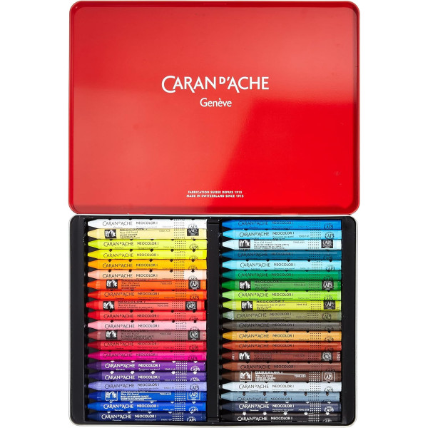 Pastels à la cire - Permanent - Caran d'Ache - Neocolor I - Boîte de 40 couleurs