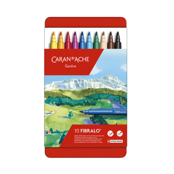 photo-Feutres - Encre soluble à l'eau - Caran d'Ache - Fibralo - Boîte de 10 couleurs