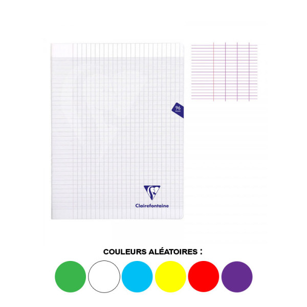 Cahier - 24x32(cm) - Grands carreaux - 96 pages - couverture en polypro - sans spirale - Clairefontaine - Mimesys