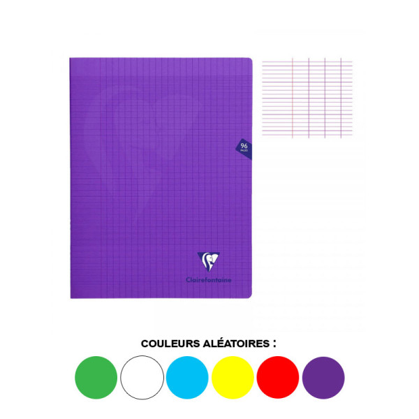 Cahier - 24x32(cm) - Grands carreaux - 96 pages - couverture en polypro - sans spirale - Clairefontaine - Mimesys