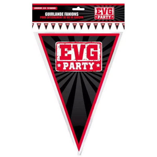photo-Guirlande - Fanions - Décoration - EVG - Enterrement vie de garçon - Noir/Rouge