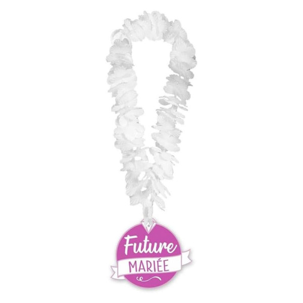 photo-Collier de fleurs blanches - Déguisement - EVJF - Future mariée - Enterrement vie jeune fille