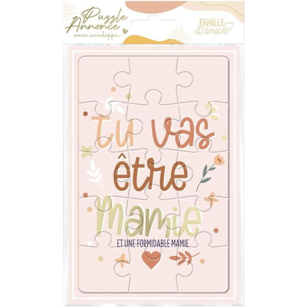 photo-Carte puzzle - Annonce naissance originale - Tu vas être mamie - 15x10cm