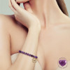 Bracelet zodiaque - Signe poisson - Pierres d'améthyste - Avec médaillon doré - Idées cadeaux