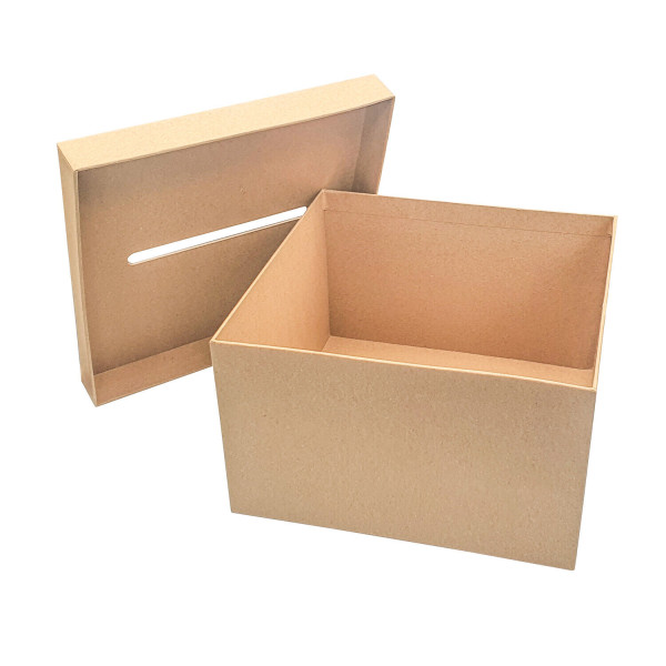Urne - Kraft - Carré - A décorer - Carton - 24,5x24,5x15cm