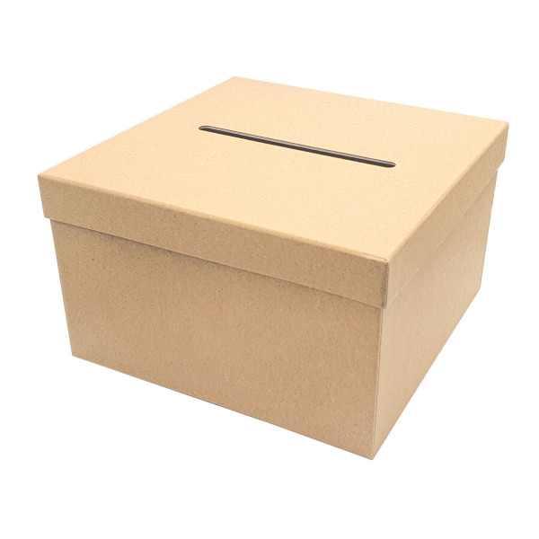 photo - Urne - Kraft - Carré - A décorer - Carton - 24,5x24,5x15cm