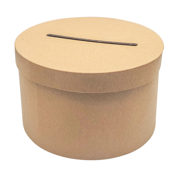 photo - Urne - Kraft - Ronde - A décorer - Carton - 24,5x24,5x15cm