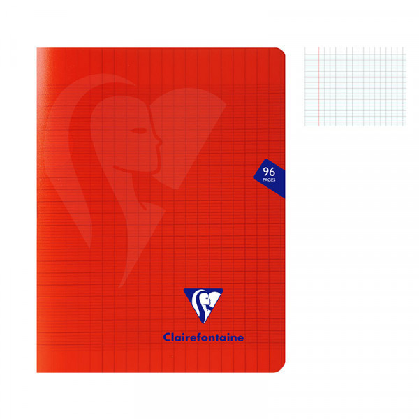 photo - Cahier - 17x22(cm) - Grands carreaux - 96 pages - couverture en polypro - sans spirale - Clairefontaine - Mimesys