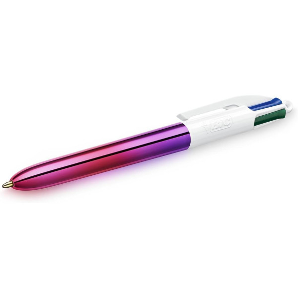 photo - Stylo - 4 Couleurs - Pointe Moyenne - Bic - Corps gradient - Bleu-rose