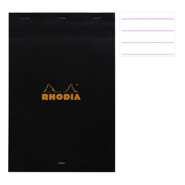 photo - Bloc notes - A4+ - 21x31,8 cm - Lignes - 80 feuilles - Noir - Rhodia