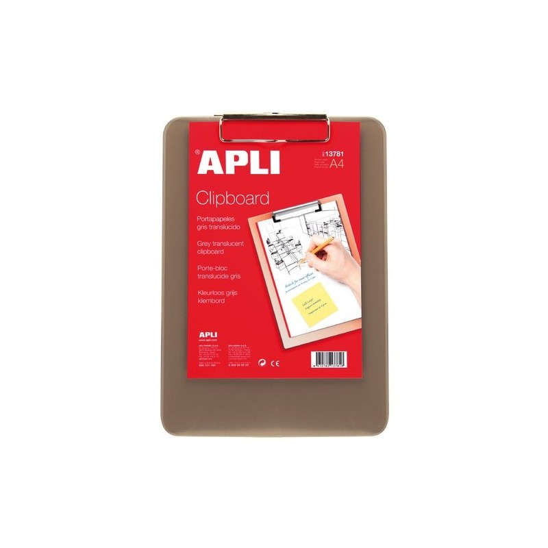photo-Porte-bloc en plastique transparent gris A4 - Apli