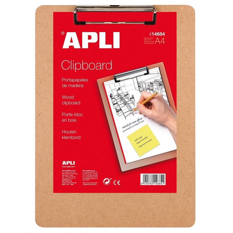 photo-Porte-bloc - Bois - Pour documents A4 - Clip en métal - Apli