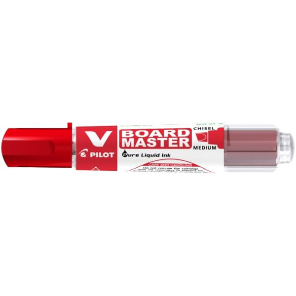 Marqueur effaçable - Pour ardoise et tableau blanc - Rechargeable - Pointe biseautée - Rouge - Pilot - V-Board Master