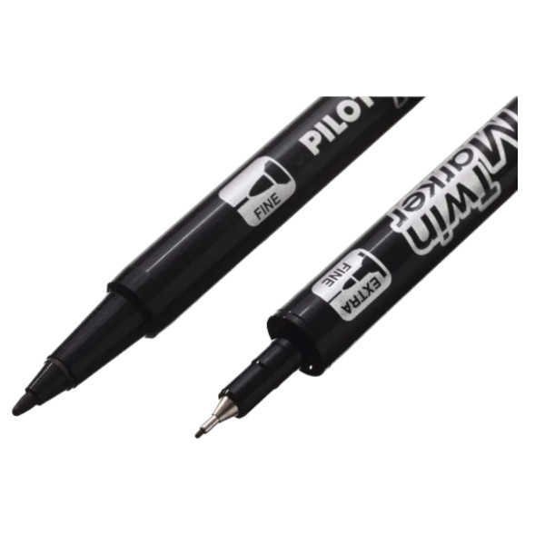 Set de 10 marqueurs - Indélébile - Permanent - 2 pointes - Pilot - TwinMarker