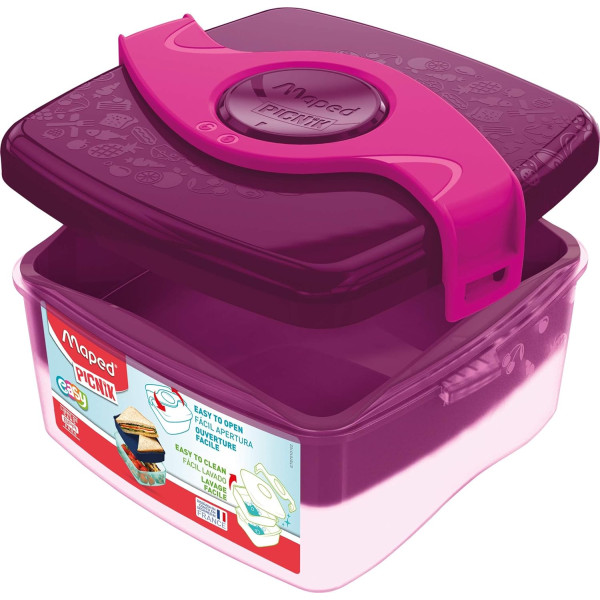 Boîte à déjeuner et goûter - Plastique - Rose - 2 compartiments - 1,4 L - 15 x 17 cm -Maped
