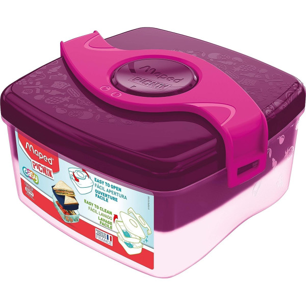 photo - Boite à déjeuner et goûter - Plastique - Rose - 2 compartiments - 1,4L - 15x17 cm - Maped