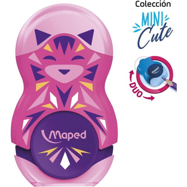 Taille-crayons et gomme blanche - Réservoir plastique - Scolaire - Maped Mini Cute