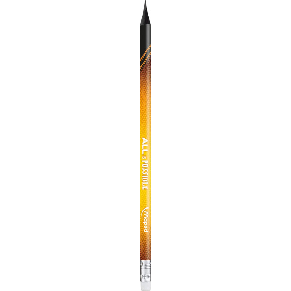 6 crayons graphite - HB - Avec embout gomme - Scolaire - Maped Black'Peps