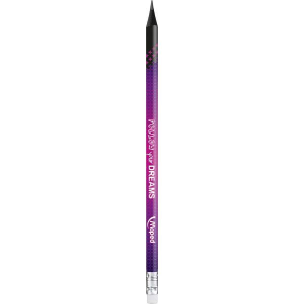 6 crayons graphite - HB - Avec embout gomme - Scolaire - Maped Black'Peps
