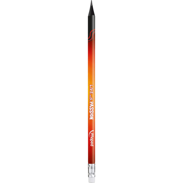 6 crayons graphite - HB - Avec embout gomme - Scolaire - Maped Black'Peps