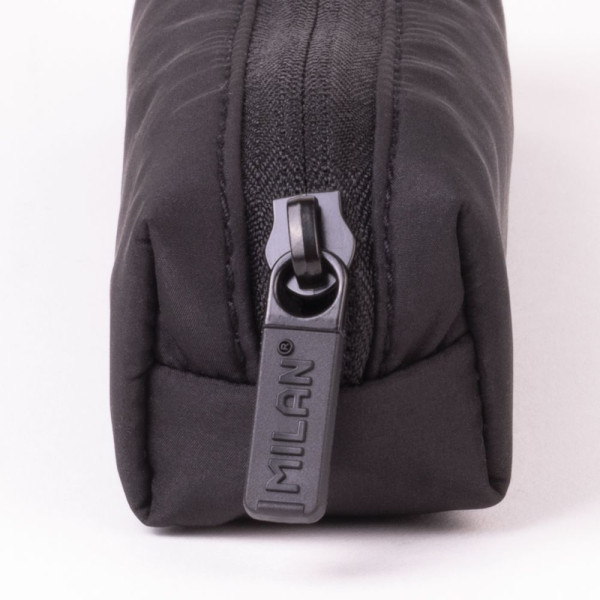 Trousse - Noir - Ronde - Petit modèle - Scolaire - 20,5x4,5x5cm - Milan