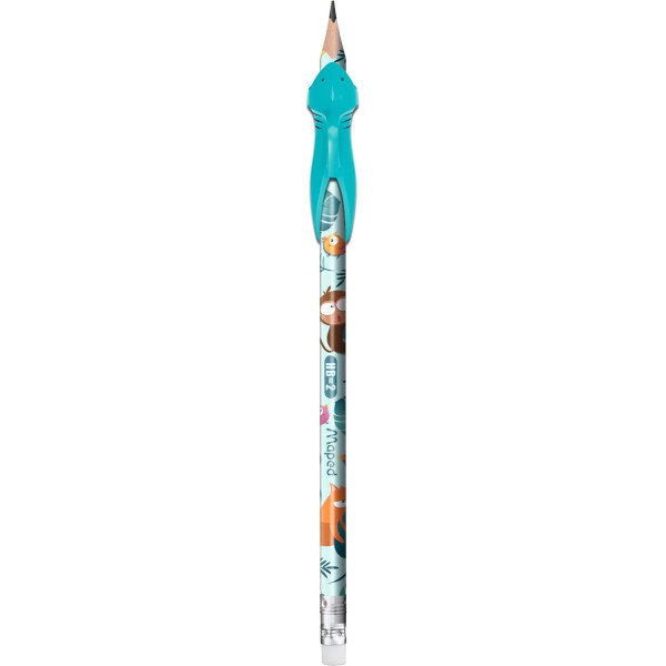 2 crayons graphite - HB - Avec embout gomme - Guide doigt amovible - Maped Jungle Fever