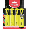 photo-Surligneurs - Jaune fluo - Pointe biseautée - Scolaire - Bureau - 4 surligneurs - Maped