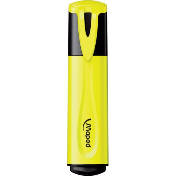 Surligneurs - Jaune fluo - Pointe biseautée - Scolaire - Bureau - 4 surligneurs - Maped