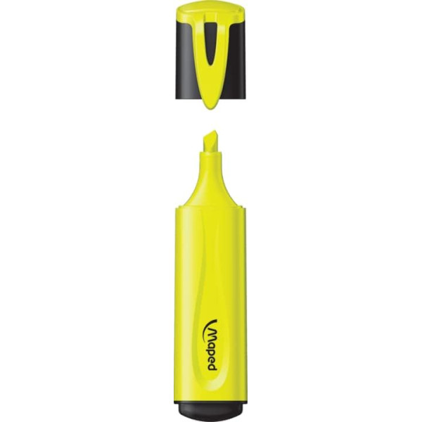 Surligneurs - Jaune fluo - Pointe biseautée - Scolaire - Bureau - 4 surligneurs - Maped