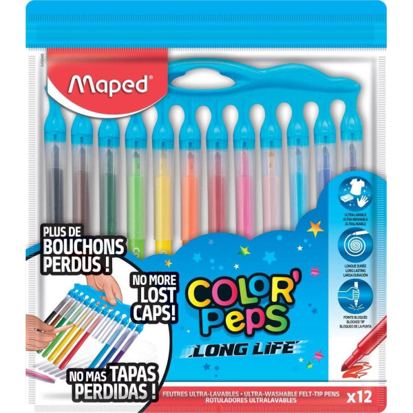 Feutres Maped Deepsea Paradise - 12 Pièces, Pointe 0,8 Mm, Encre Lavable, Forme Triangulaire Ergonomique - 2
