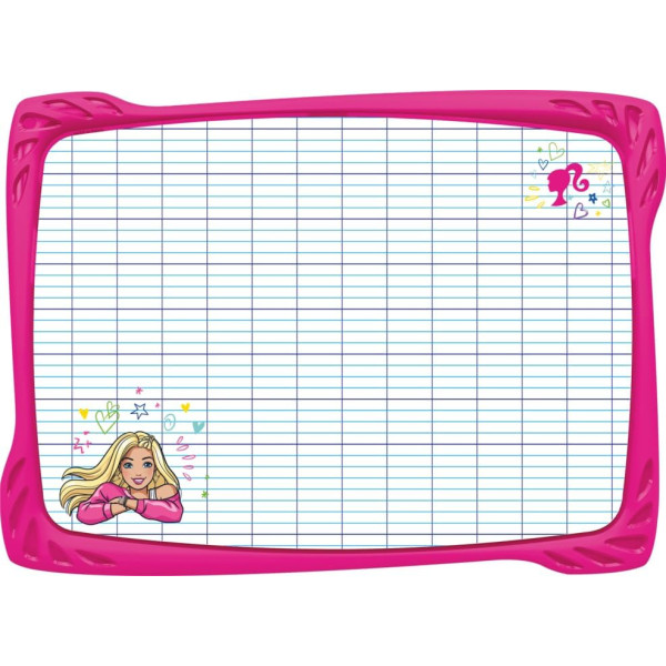 Ardoise blanche - Effaçable - Inclus feutre + brosse - 2 faces - Barbie x Maped