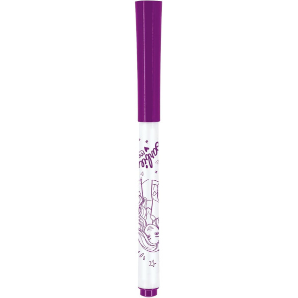 4 feutres effaçables à sec - Pour ardoise - Pointe moyenne - Bleu, vert, rose, violet - Barbie x Maped