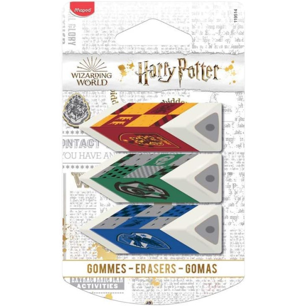 photo - Lot de 3 gommes - Harry Potter - Blanche - Pyramide - Maped