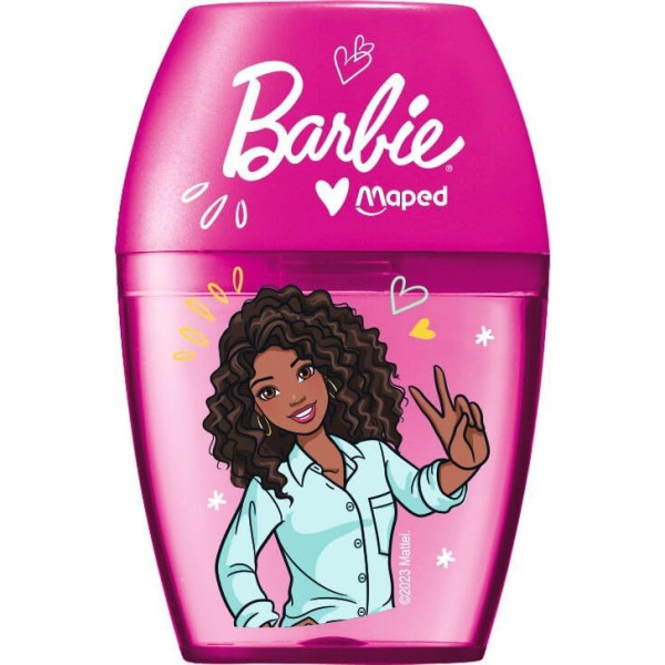 photo-Taille-crayons - 1 trou - Avec réservoir - Rose - Scolaire - Barbie x Maped
