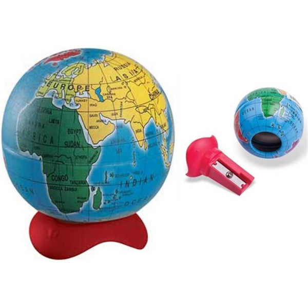 Taille-crayons - Globe terrestre - Avec réservoir - Métal - 1 trou - Scolaire - Maped