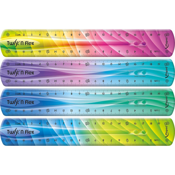 photo - Double décimètre - Règle - Plate - 20 cm TWIST 'N FLEX Décorée,