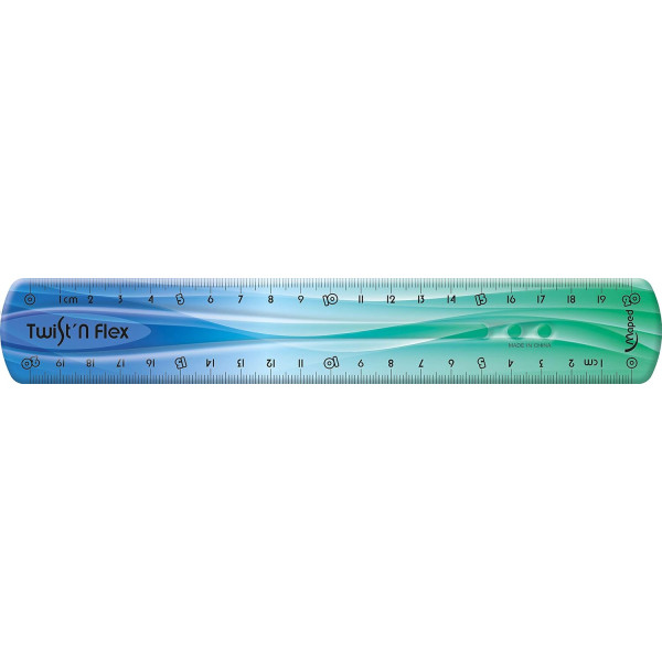 Double décimètre - Règle - Plate - 20 cm - Plastique - Incassable - Multicolore - Twist'n Flex - Maped