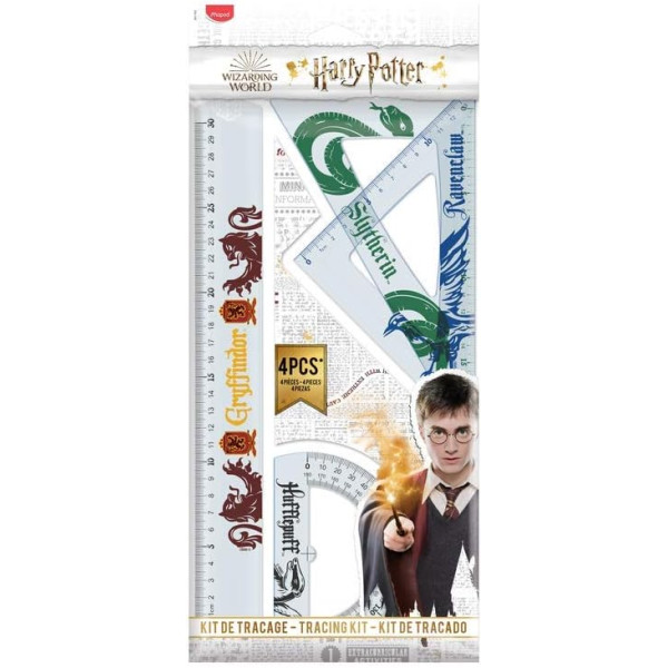 photo - Set de traçage - Harry Potter - Règle - Rapporteur - 2 Equerres - Plastique - Scolaire - maped