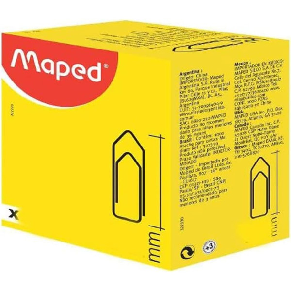 Photo - Boîte de 1000 trombones - 32 mm - Bureau - Maped