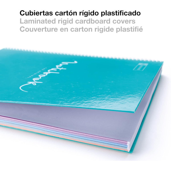 Cahier - Carnet - A5 - Spirales - Petits carreaux - 240 pages perforées - Bleu marine