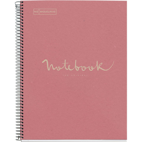 photo-Cahier - A4 - Spirales - Petits carreaux - 80 pages perforées - Rose - Couverture carton