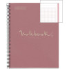 Cahier - A4 - Spirales - Petits carreaux - 160 pages perforées - Rose - Couverture carton