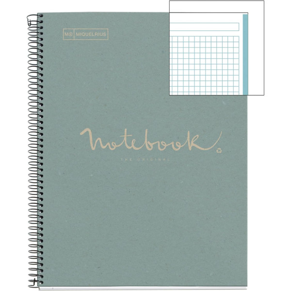 Cahier - A4 - Spirales - Petits carreaux - 160 pages perforées - Bleu - Couverture carton